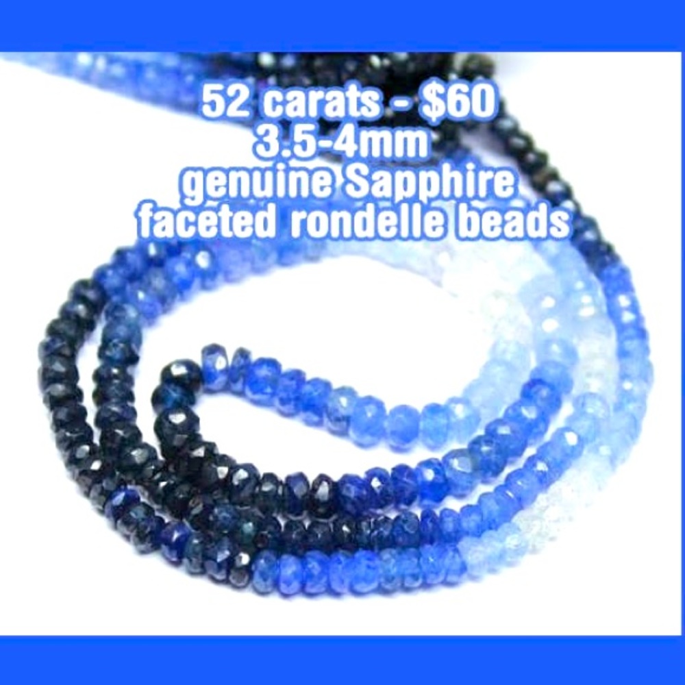 52 Carats Genuine Sapphire Faceted Rondelle Beads